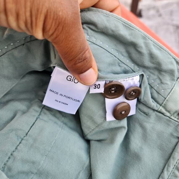 UNIS Men's Green Gio Slim-Fit Mid-Rise Pants 30x33 Classic Button Fly Slacks - Picture 4 of 8